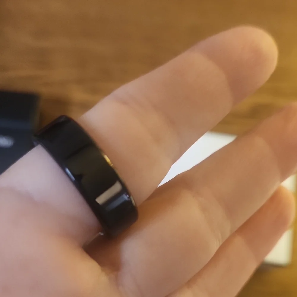 Black Smart Ring with Charging Case Sz 12 Mens